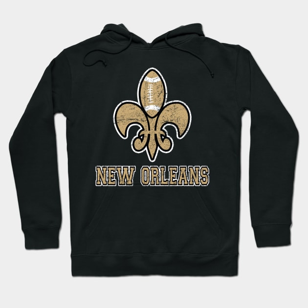 Vintage New Orleans Football Louisiana NOLA At Sunday Gameday Hoodie by Hong Lien 